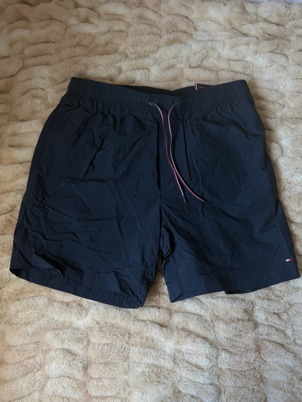 Tommy Hilfiger Men's Navy Black Swim Trunks with Contrast Drawcord
